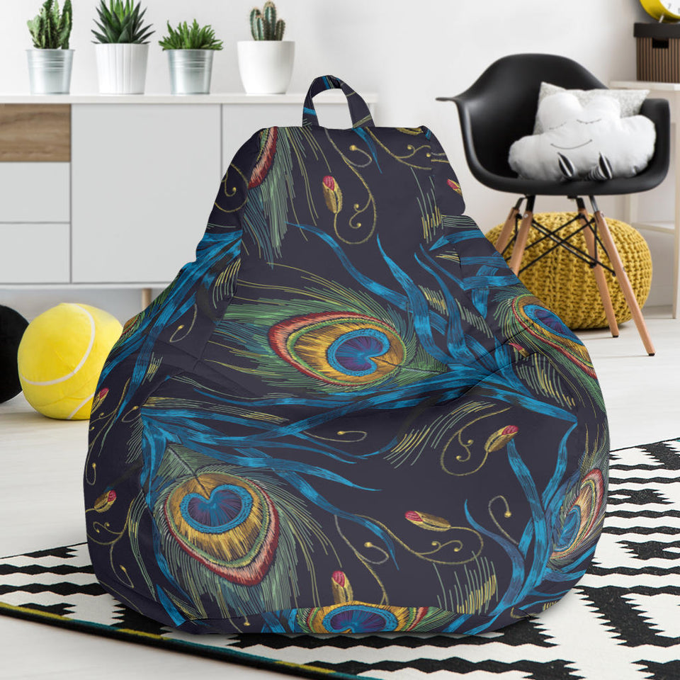 Beautiful Peacock Feather Pattern Bean Bag Cover