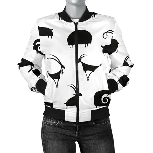 Goat Ram Pattern Women'S Bomber Jacket