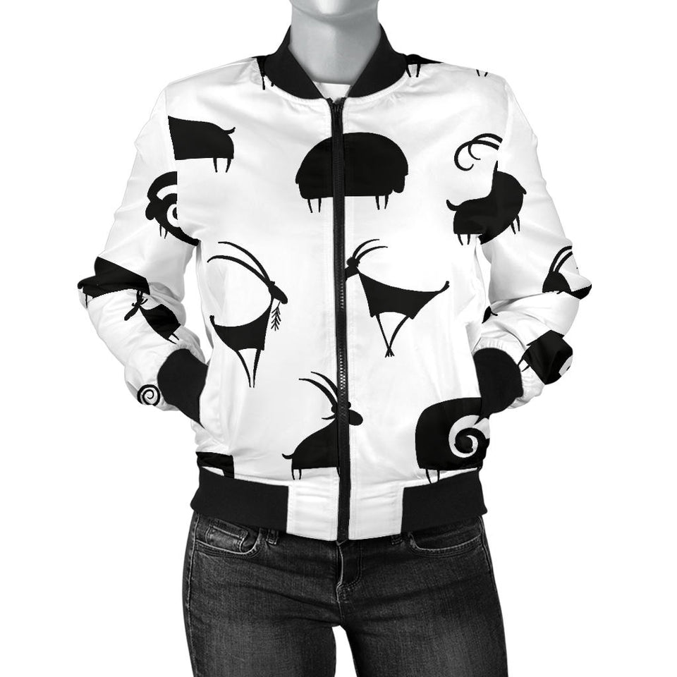 Goat Ram Pattern Women'S Bomber Jacket