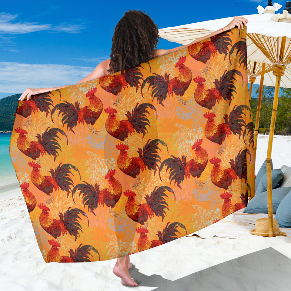 Red Rooster Chicken Cock Pattern Sarong