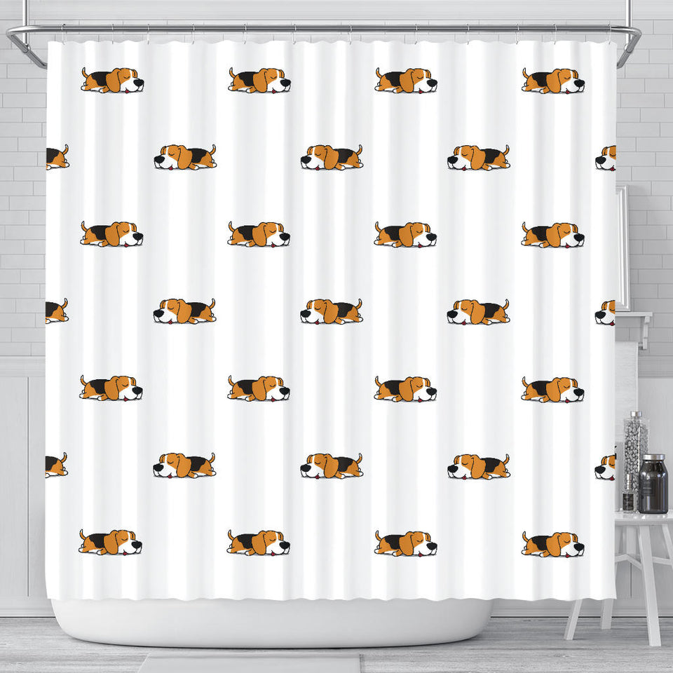 Cute Beagle Dog Sleeping Pattern Shower Curtain Fulfilled In US