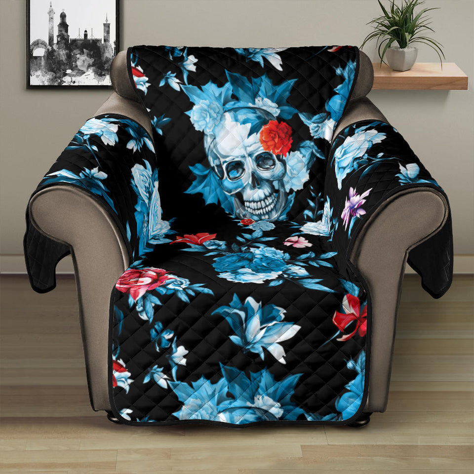 Skull flower roses leave pattern Recliner Cover Protector