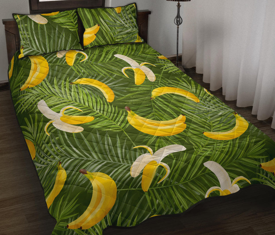 Banana Palm Leaves pattern Quilt Bed Set