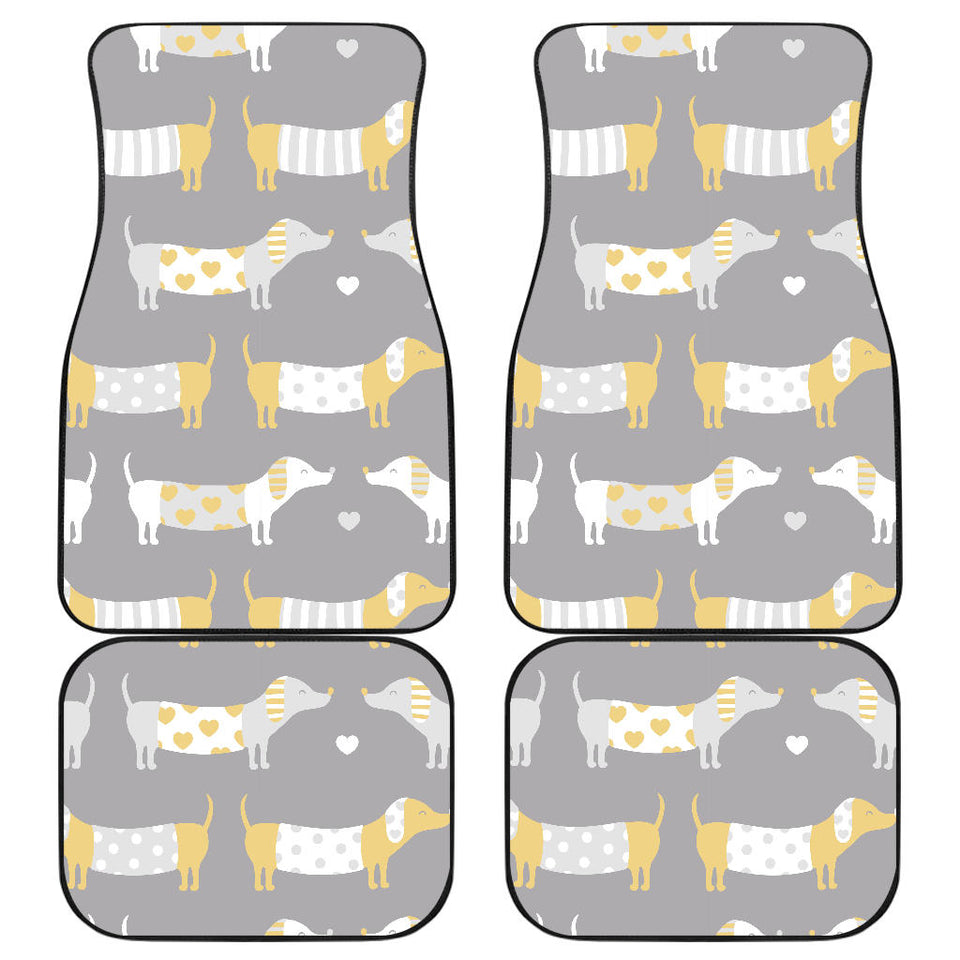 Cute Dachshund Dog Pattern Front And Back Car Mats