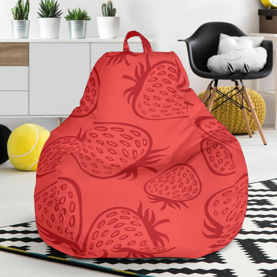 Strawberry Pattern Red Background Bean Bag Cover