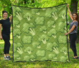 Broccoli Pattern Green Background Premium Quilt