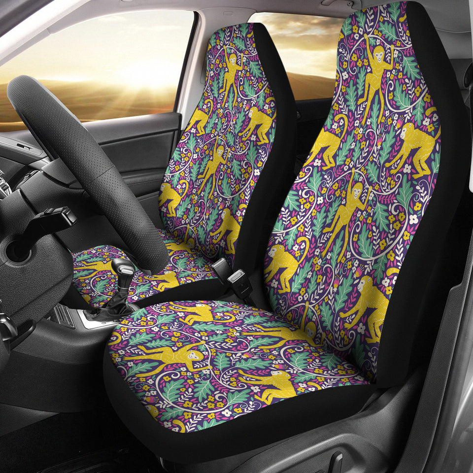 Cute Yellow Monkey Leaves Pattern Universal Fit Car Seat Covers