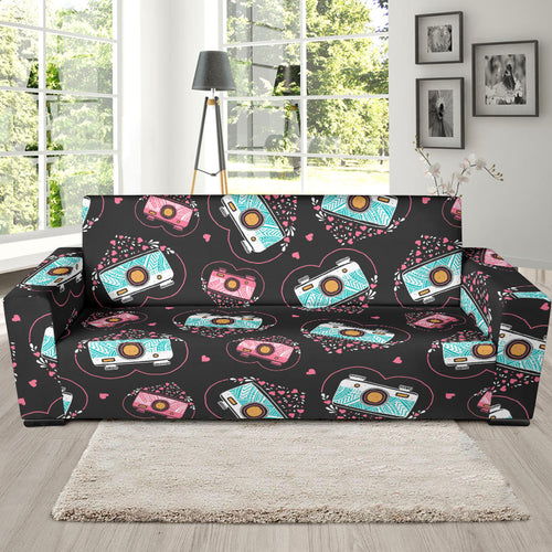 Camera Pattern Print Design 04 Sofa Slipcover