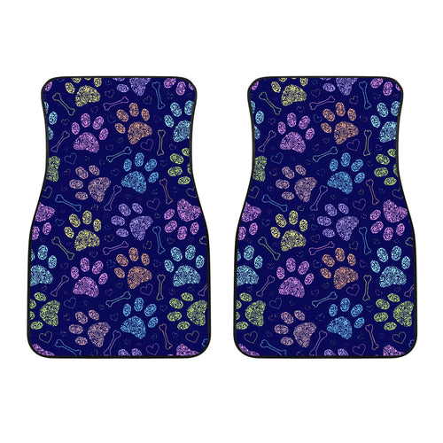 Dog Paws Pattern Print Design 02 Front Car Mats