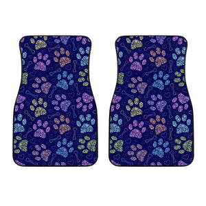 Dog Paws Pattern Print Design 02 Front Car Mats