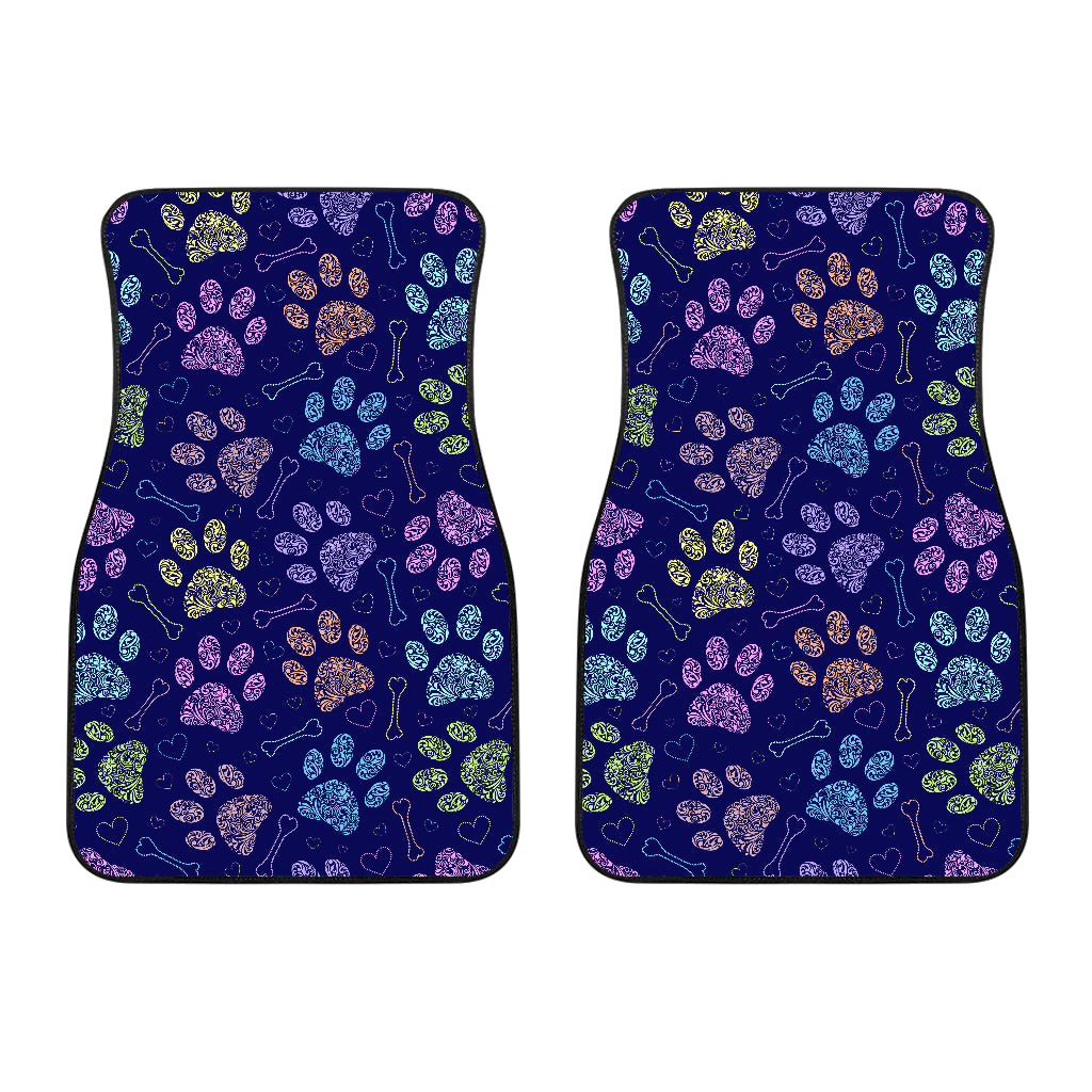 Dog Paws Pattern Print Design 02 Front Car Mats