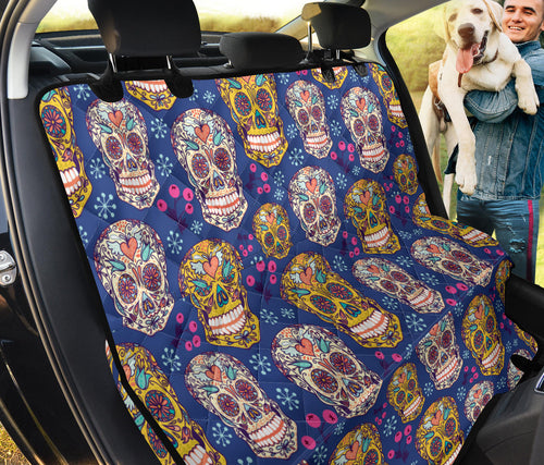 Sugar Skull Flower Pattern Dog Car Seat Covers