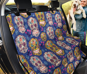 Sugar Skull Flower Pattern Dog Car Seat Covers