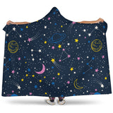 Space Pattern With Planets, Comets, Constellations And Stars Hooded Blanket