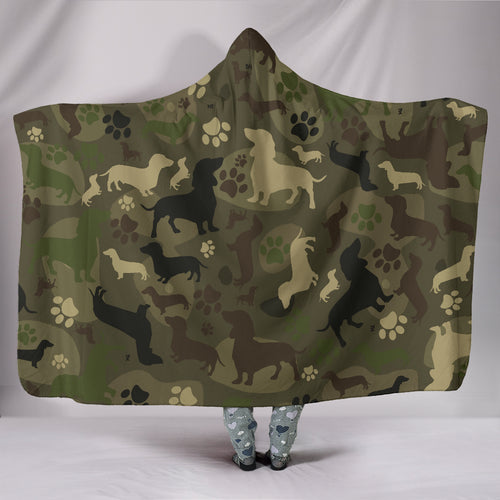 Dachshund Camo Hooded Blanket For Lovers Of Dachshunds