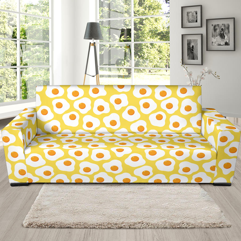 Fried Eggs Pattern Print Design 05 Sofa Slipcover