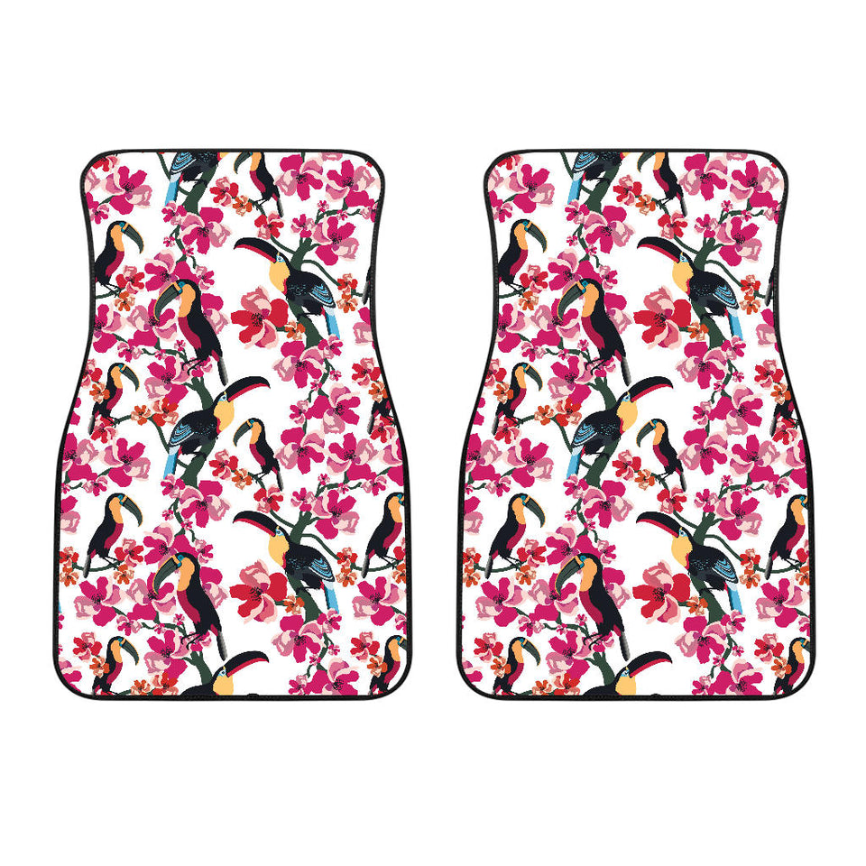 Toucan Flower Design Pattern Front Car Mats