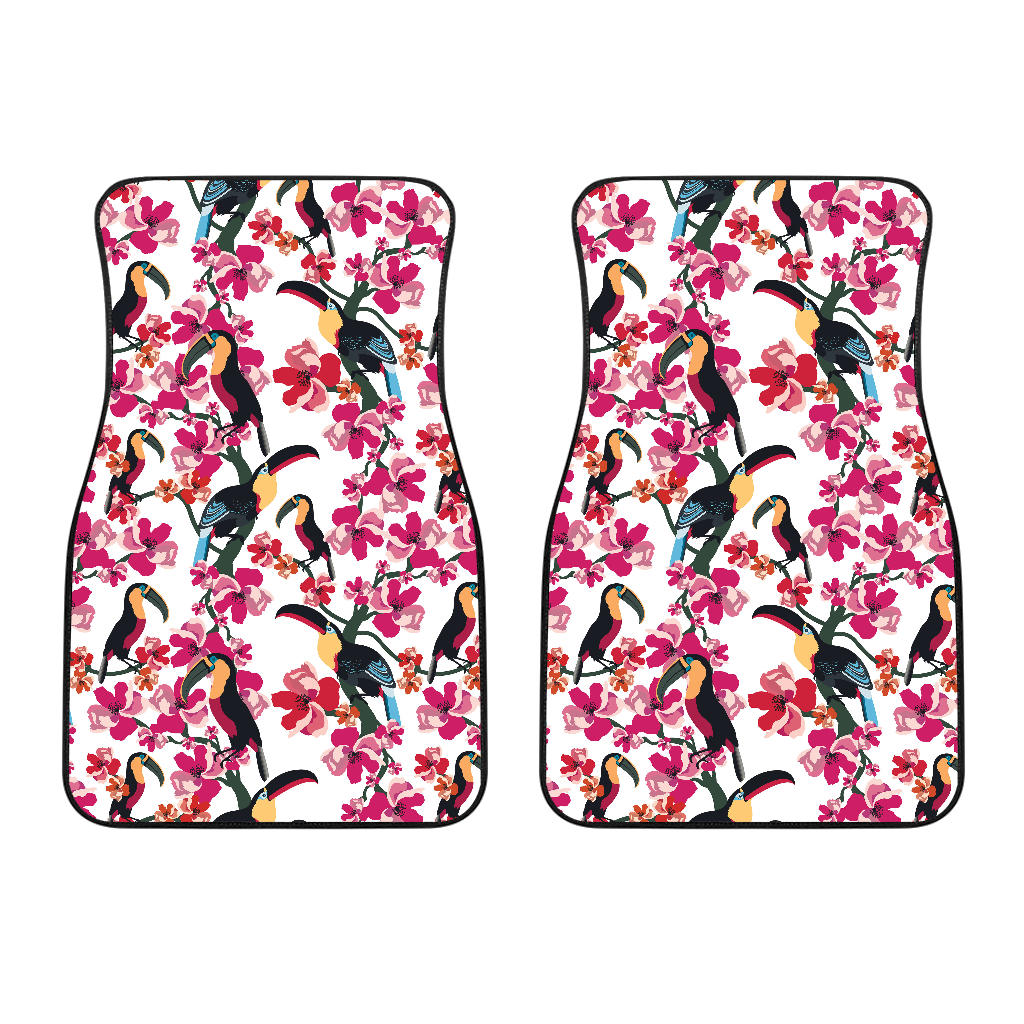 Toucan Flower Design Pattern Front Car Mats