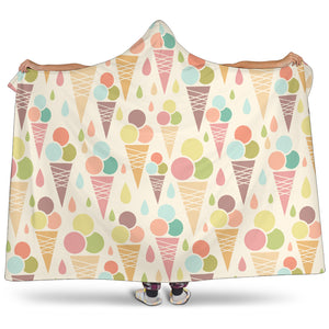 Ice Cream Cone Pattern Hooded Blanket