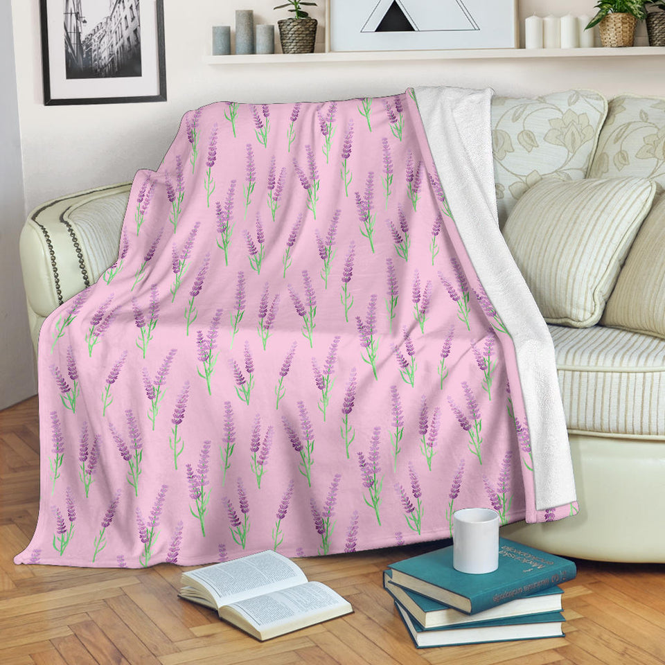 Lavender Pattern Pink Background Premium Blanket