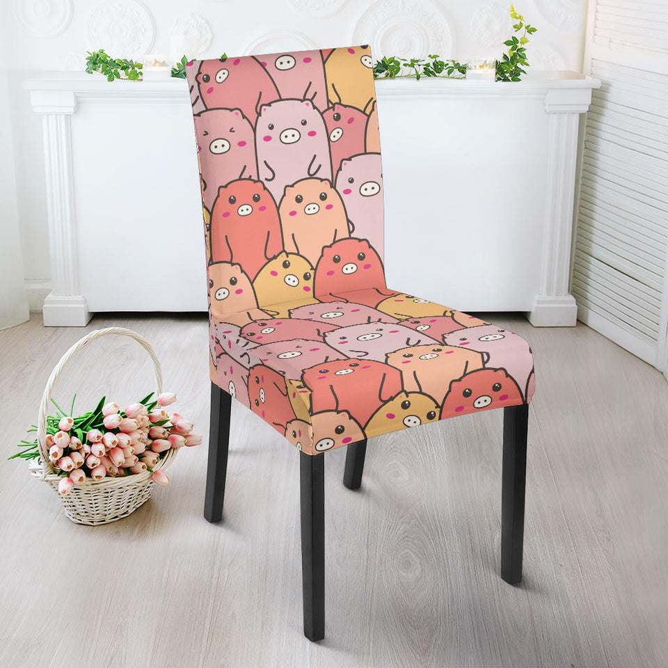 Pig Pattern Print Design 04 Dining Chair Slipcover