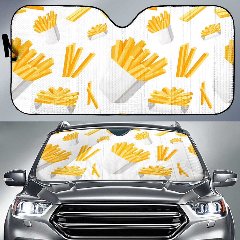 French Fries White Paper Box Pattern Car Sun Shade