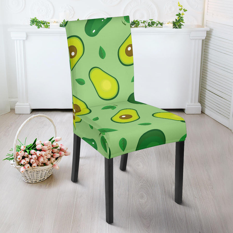 Avocado Pattern Green Background Dining Chair Slipcover