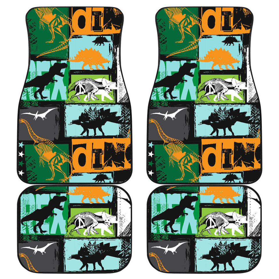 Dinosaurs Print Pattern Front And Back Car Mats