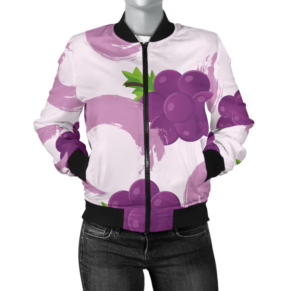 Cute Grape Pattern Women'S Bomber Jacket