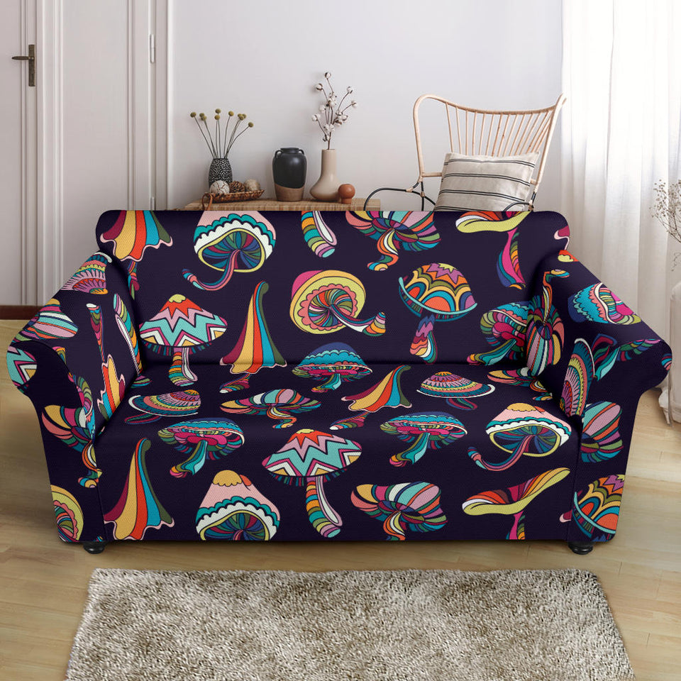 Colorful Mushroom Pattern Loveseat Couch Slipcover