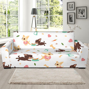 Cute Chihuahua Puppie Pattern Sofa Slipcover