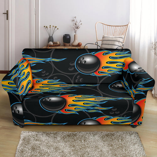 Bowling Balls Flame Pattern Loveseat Couch Slipcover