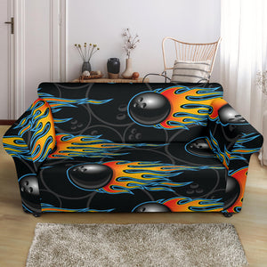 Bowling Balls Flame Pattern Loveseat Couch Slipcover