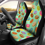Colorful Donut Pattern Green Background Universal Fit Car Seat Covers