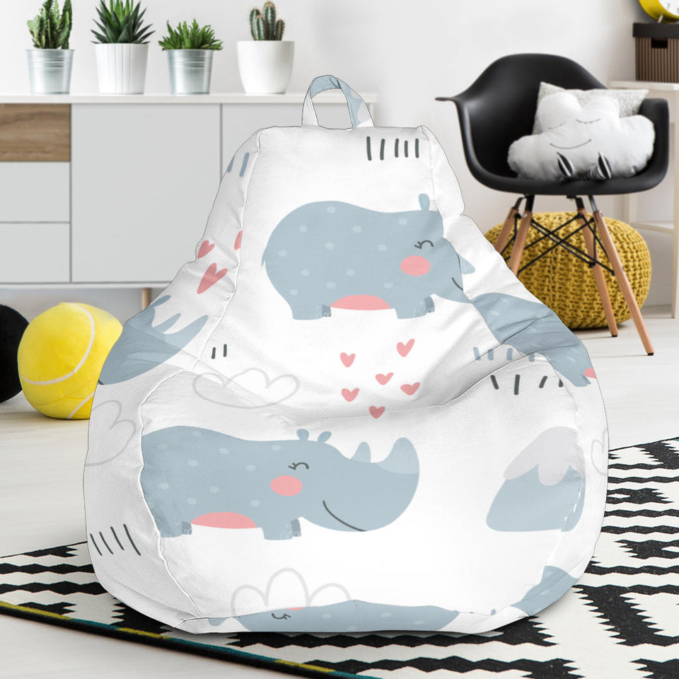 Cute Rhino Heart Pattern Bean Bag Cover