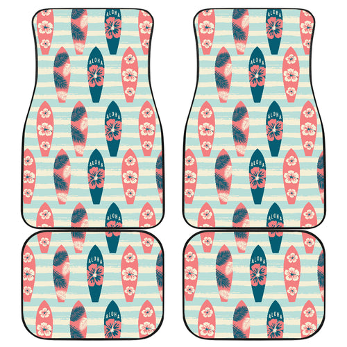 Surfboard Pattern Print Design 02 Front and Back Car Mats