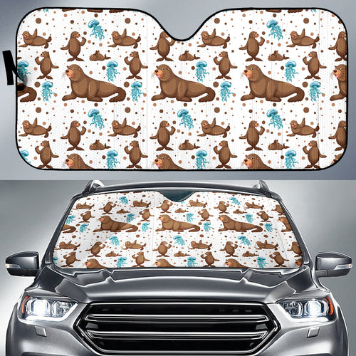 Sea Lion Seals Jellyfish Pattern Car Sun Shade