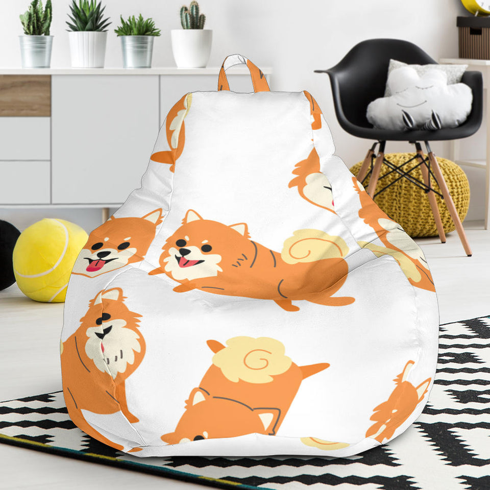 Brown Pomeranian Pattern Bean Bag Cover