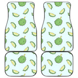 Durian Pattern Blue Background Front And Back Car Mats