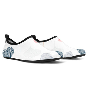 Black Gray Cream Coral Ginkgo Leaves Pattern Aqua Shoes