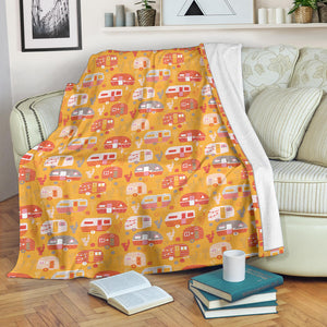 Camper Van Pattern Print Design 04 Premium Blanket