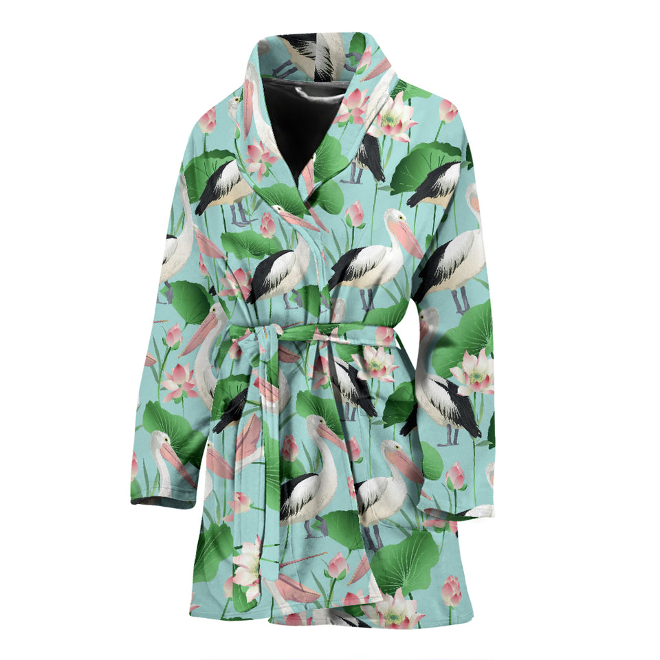 Pelican Pattern Print Design 01 Women's Bathrobe