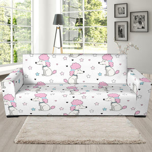 Cute Poodle Dog Star Pattern Sofa Slipcover