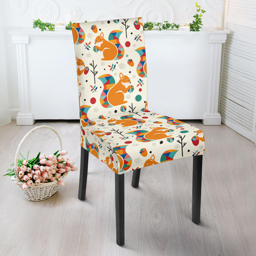 Squirrel Pattern Print Design 04 Dining Chair Slipcover