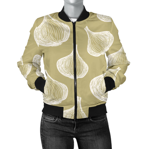 Garlic Design Pattern Women'S Bomber Jacket