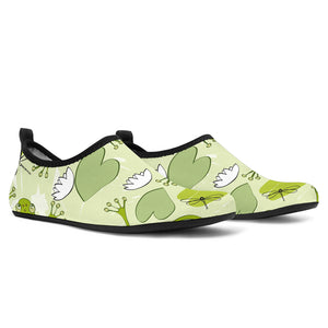 Cute Frog Dragonfly Pattern Aqua Shoes