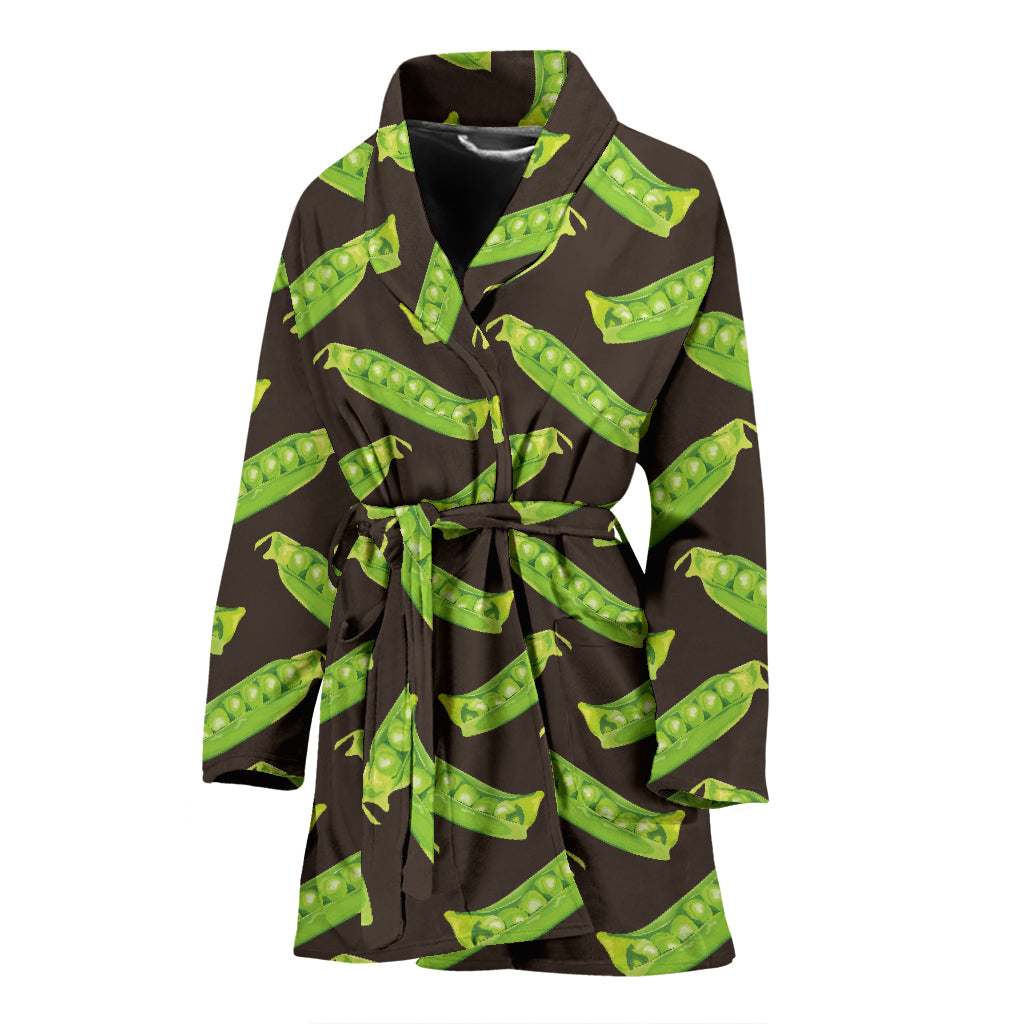 Green Peas Pattern Print Design 05 Women's Bathrobe