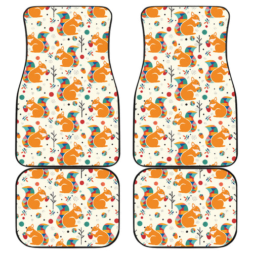 Squirrel Pattern Print Design 04 Front and Back Car Mats