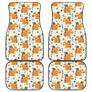 Squirrel Pattern Print Design 04 Front and Back Car Mats