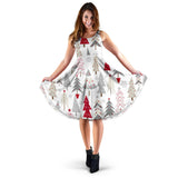 Cute Christmas Tree Pattern Sleeveless Midi Dress